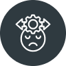 Confused face with gear and directional arrows