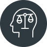 Profile with scales of justice icon