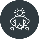 Confidence icon with stars and rays